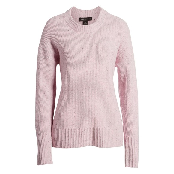 Something Navy Flecked Crewneck Sweater Pink Large - Picture 9 of 10